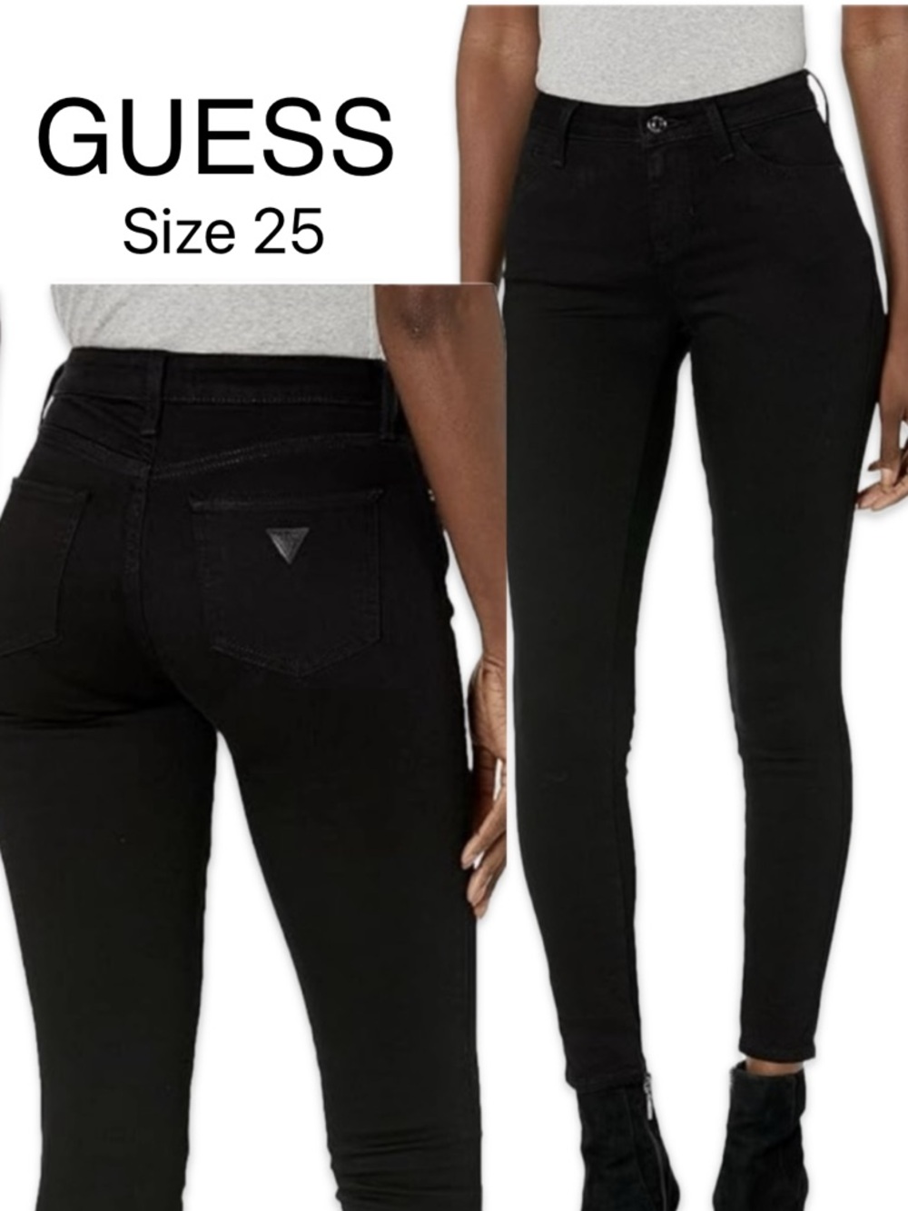 Guess Curve X Black Shiny Coated Skinny Jeans Comfort Stretch Denim Like New